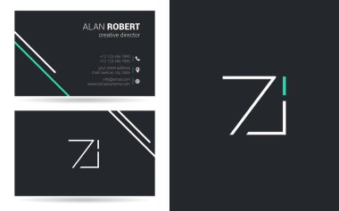 logo tasarım Zi harfler, kontur stili yazı tipi, kartvizit şablonu 