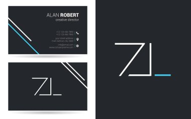 logo tasarım Zi harfler, kontur stili yazı tipi, kartvizit şablonu 
