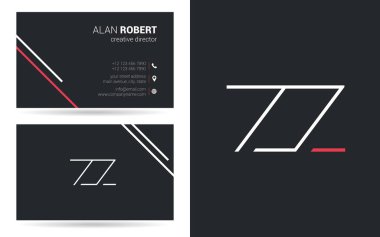 Zz harfler, kontur stili yazı tipi, kartvizit şablonu logo tasarımı 