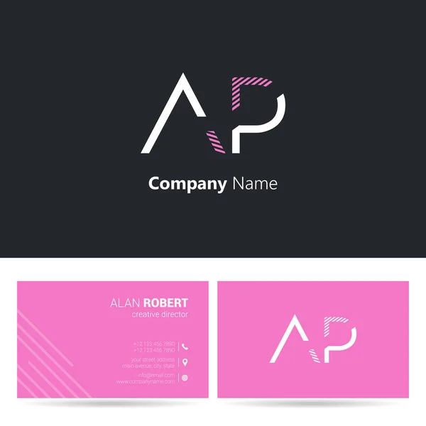 Ap harfler, kontur stili yazı tipi, kartvizit şablonu logo tasarımı 