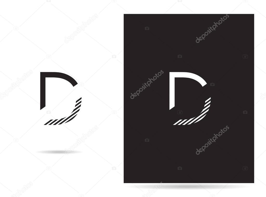 Logo design templates of D uppercase letter for corporate identity emblem, stroke style, vector illustration