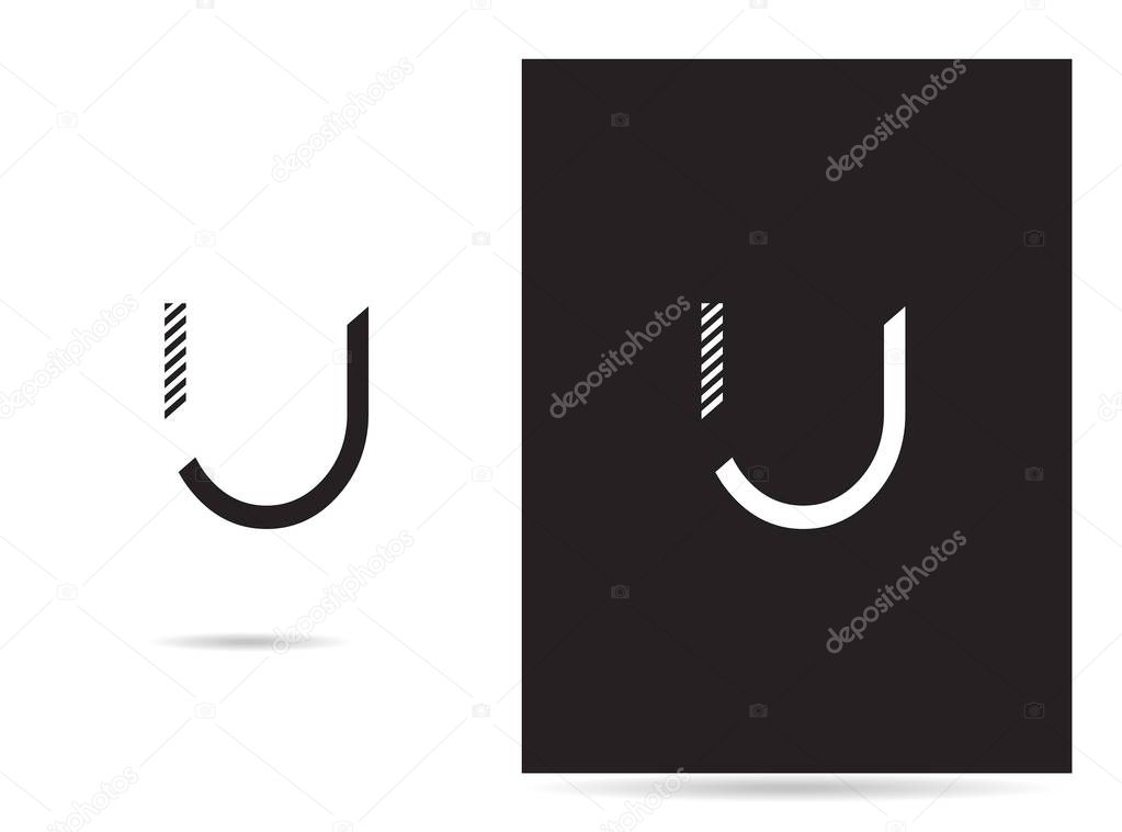 logo design templates of U uppercase letter for corporate identity emblem, stroke style, vector illustration