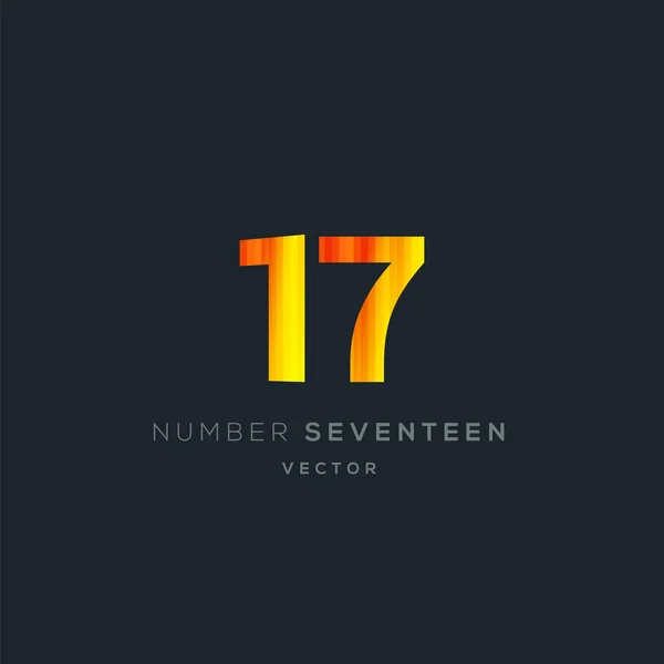 Többszínű Szám Számot Tizenhét Szimbóluma Sötét Háttér Logo Tervezés — Stock Vector