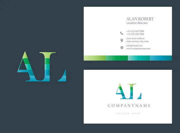 Logo Design Aus Mehrfarbigen Buchstaben Visitenkartenvorlage Blauen Und Grünen Farben — Stockvektor