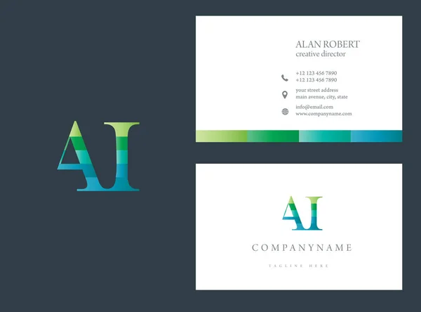 Logo Design Von Mehrfarbigen Buchstaben Visitenkartenvorlage Blauen Und Grünen Farben — Stockvektor