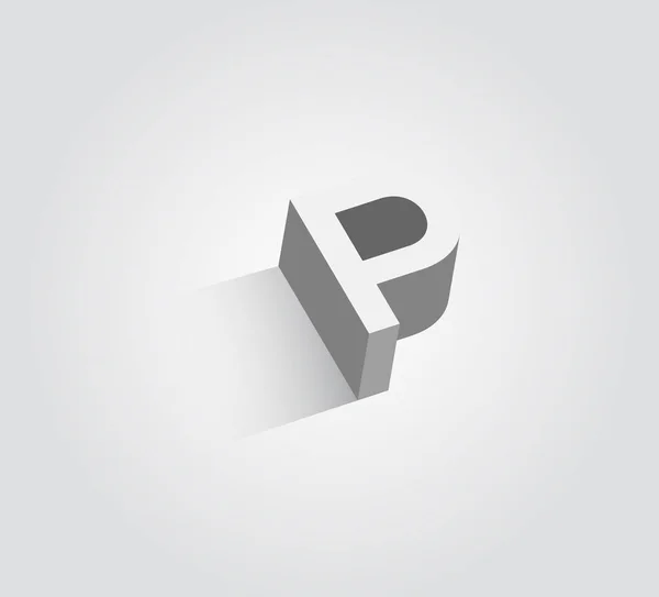 3D logo P — Stock Vector