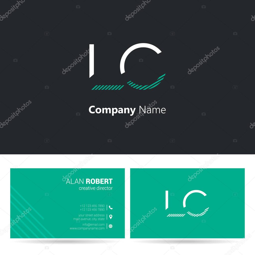 LC letters logo design , stroke style font, business card template
