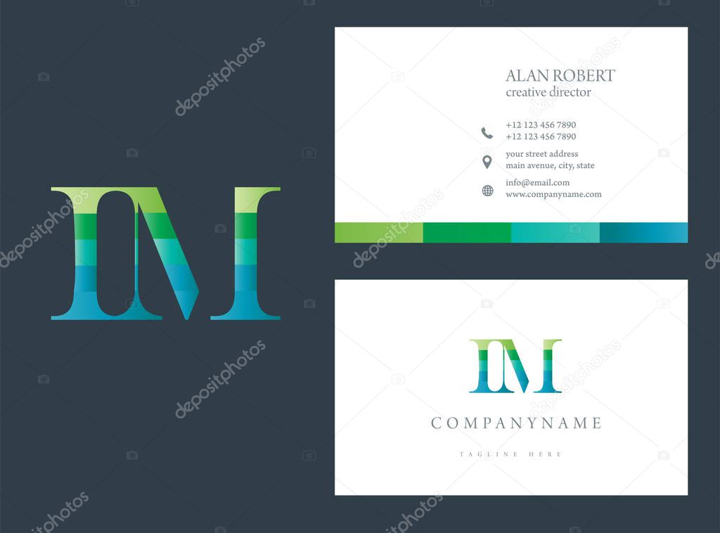 Multi color logo Im, business card template, vector illustration