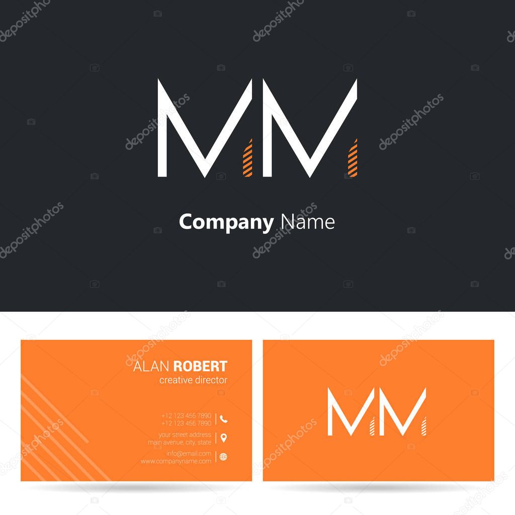 multi-color logo MM, business card template