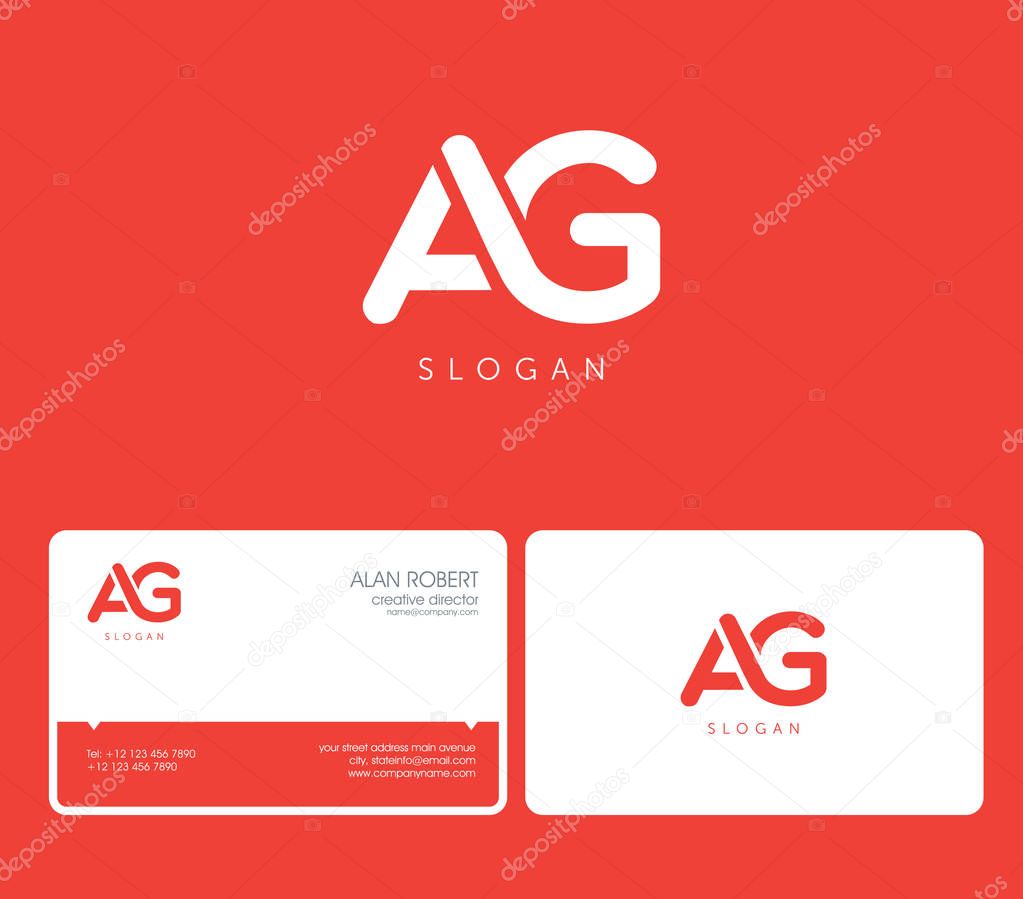 AG joint logo, round shape letters with business card template