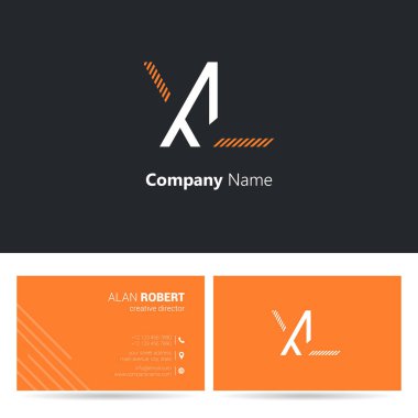  Siyah ve turuncu logo tasarım ve kartvizit şablonu dalgalı harflerle Xl
