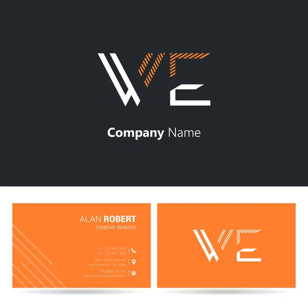 Zwart Oranje Logo Ontwerp Visitekaartjes Sjabloon Met Golvende Letters Wij — Stockvector