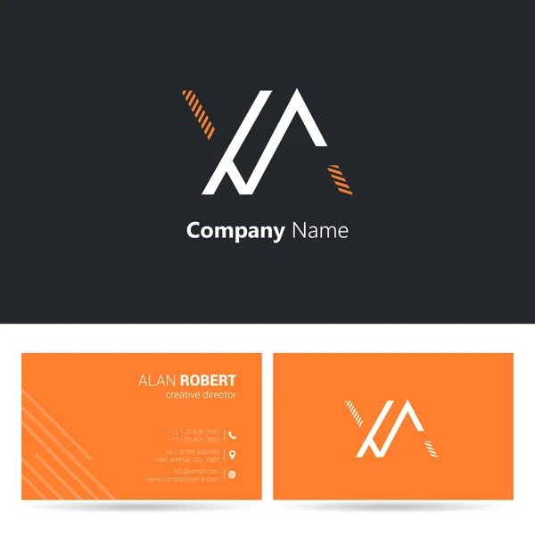 Design Logo Nero Arancione Modello Biglietto Visita Con Lettere Ondulate — Vettoriale Stock