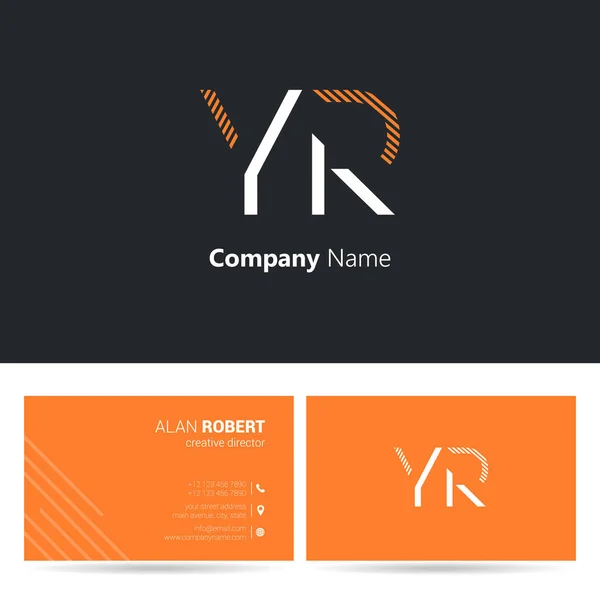 Diseño Logotipo Negro Naranja Plantilla Tarjeta Visita Con Letras Onduladas — Vector de stock