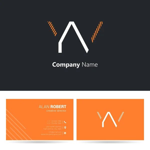 Design Logo Nero Arancione Modello Biglietto Visita Con Lettere Ondulate — Vettoriale Stock