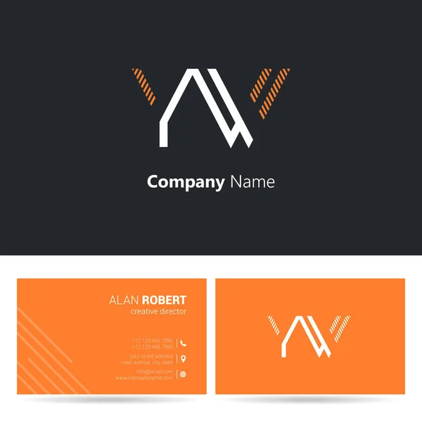 Černé Oranžové Logo Design Vizitka Šablona Vlnovkou Dopisy — Stockový vektor