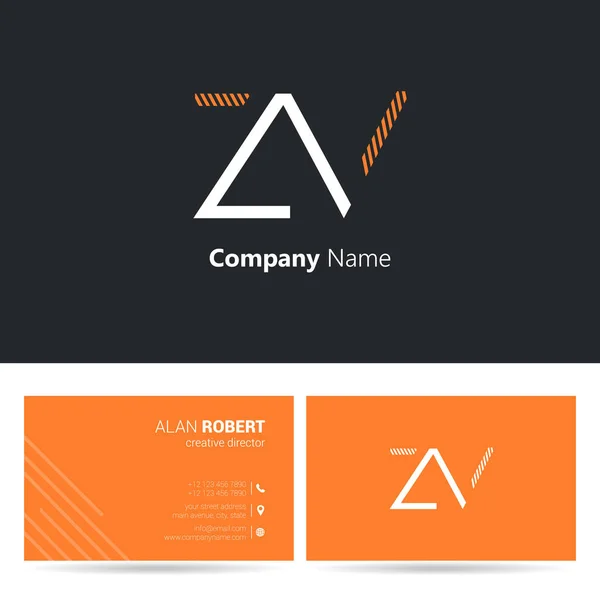 Modèle Logo Noir Orange Carte Visite Avec Lettres Ondulées — Image vectorielle