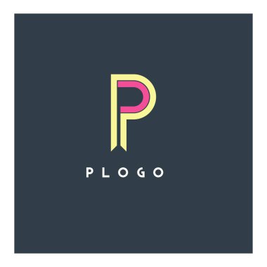 P harfi birleşik logo tasarım vektör şablonu