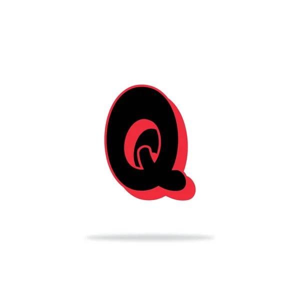 白色上孤立的Q字形漫画标志设计 — 图库矢量图片
