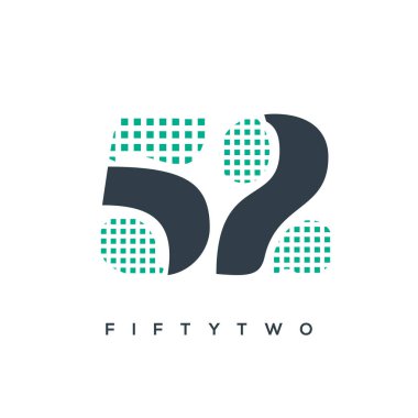 52 rakamlı basit vektör logosu illüstrasyonu