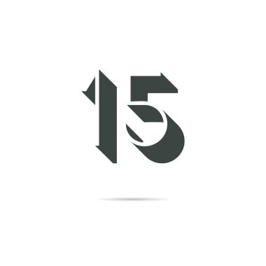 15 rakamlı basit vektör logosu illüstrasyonu