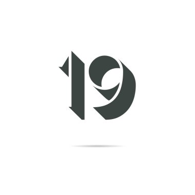 19 rakamlı basit vektör logosu çizimi