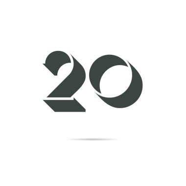 20 rakamlı basit vektör logosu çizimi