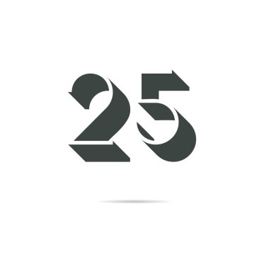 25 rakamlı basit vektör logosu çizimi
