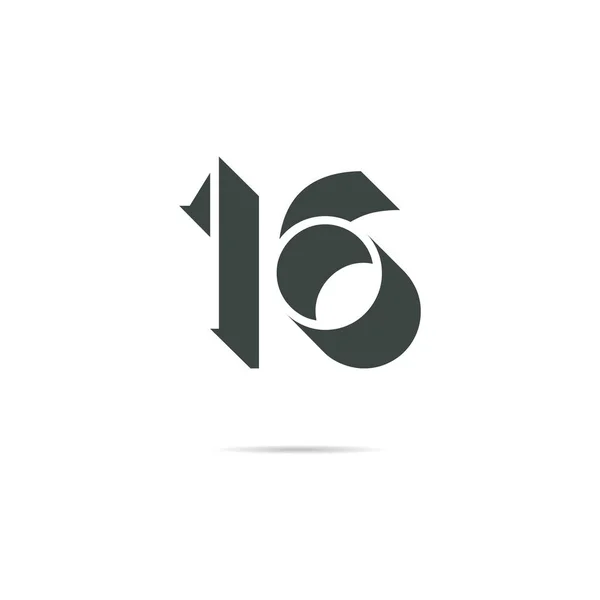 16番のシンプルなベクターロゴイラスト — ストックベクタ