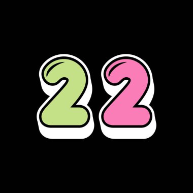 Siyah arkaplanda 22 sayılı basit vektör logosu çizimi