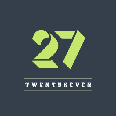 Koyu arkaplanda 27 sayılı basit gölge vektör logosu çizimi