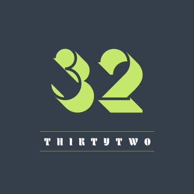 Koyu arkaplanda 32 sayılı basit gölge vektör logosu çizimi