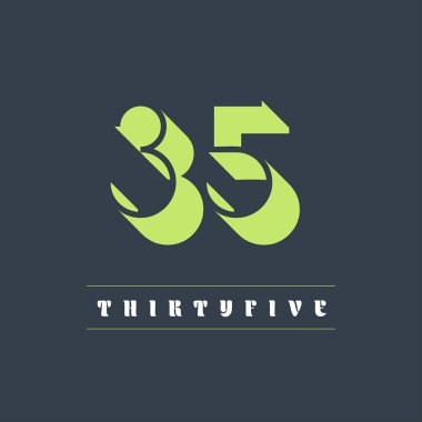 Koyu arkaplanda 35 sayılı basit gölge vektör logosu çizimi