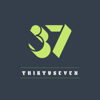 Koyu arkaplanda 37 sayılı basit gölge vektör logosu çizimi