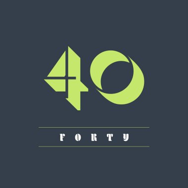 Koyu arkaplan üzerinde 40 numara yeşil renkli basit gölge vektör logosu çizimi