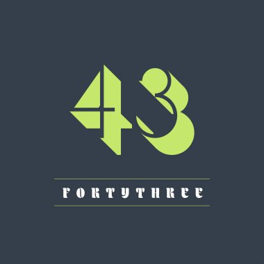 Koyu arkaplanda 43 numara yeşil renkli basit gölge vektör logosu çizimi