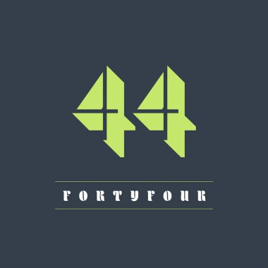 Koyu arkaplanda 44 numara yeşil renkli basit bir gölge vektör logosu çizimi