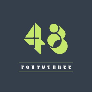 Koyu arkaplanda 48 numara yeşil renkli basit gölge vektör logosu çizimi