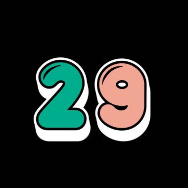Siyah arkaplanda 29 komik basamaklı logo