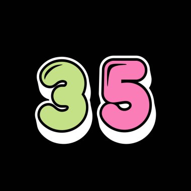 Siyah arkaplanda 35 komik basamaklı logo