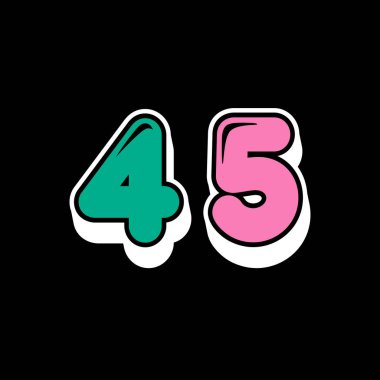 Siyah arkaplanda 45 komik basamaklı logo