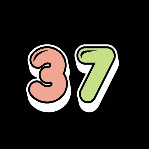 37黒の背景に漫画の桁のロゴ — ストックベクタ
