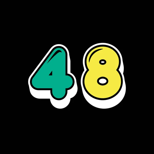 48黒の背景に漫画の桁のロゴ — ストックベクタ