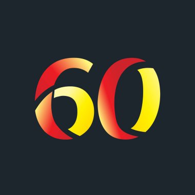 60 numara çift renkli harf logosu şablonu