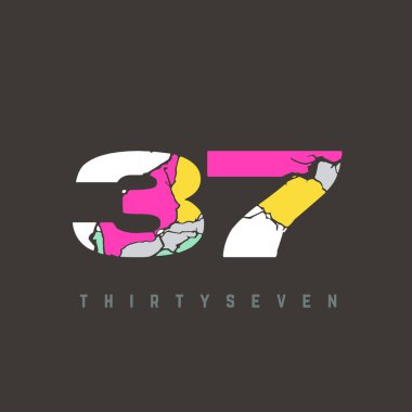 37 numara logo çok renkli harf dizayn şablonu