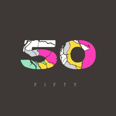 50 numara logo çok renkli harf dizayn şablonu