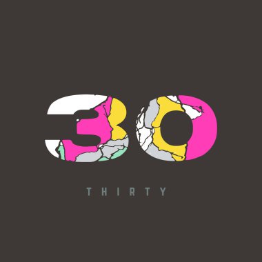 30 numara logo çok renkli harf dizayn şablonu