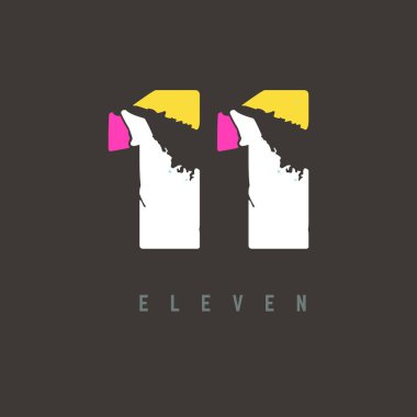 11 numara logo çok renkli harf dizayn şablonu