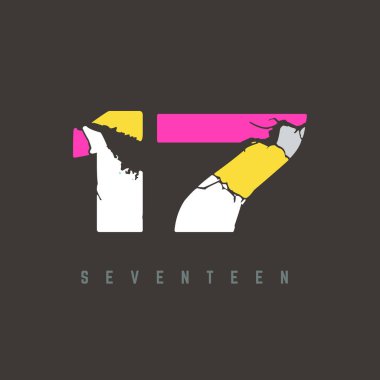 17 numara logo çok renkli harf dizayn şablonu