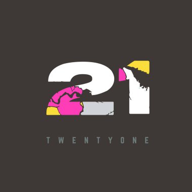 21 numara logo çok renkli harf dizayn şablonu